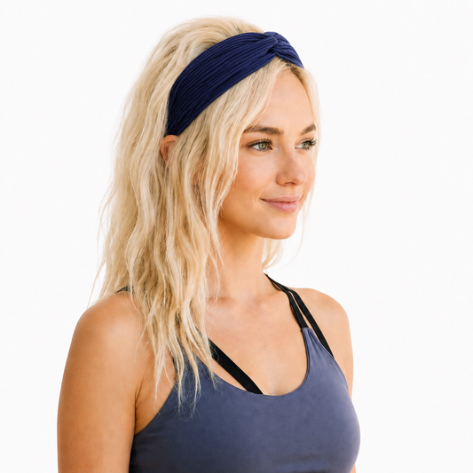 Twist front ribbed elastic headband