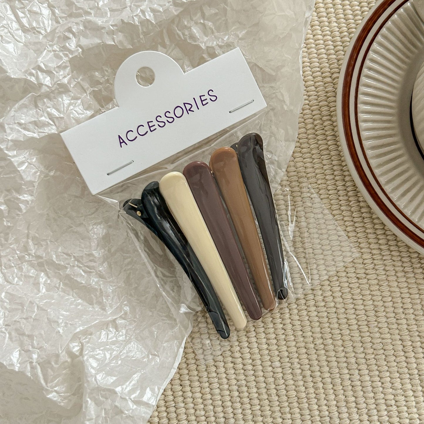 5-pack small acrylic Ibis hair slide