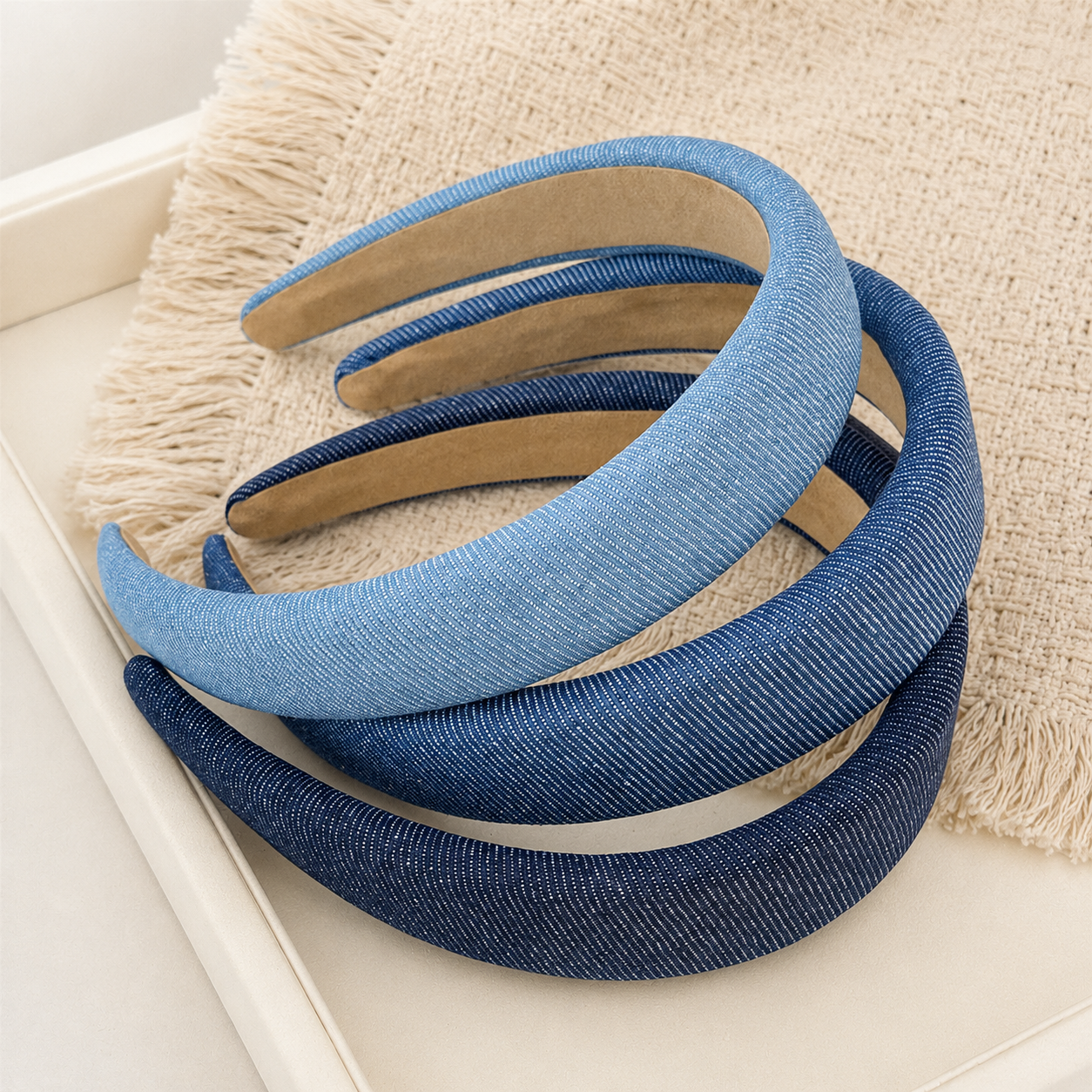 Denim thinly padded headband