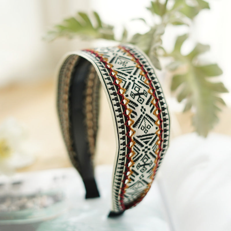 Embroidered wide headband