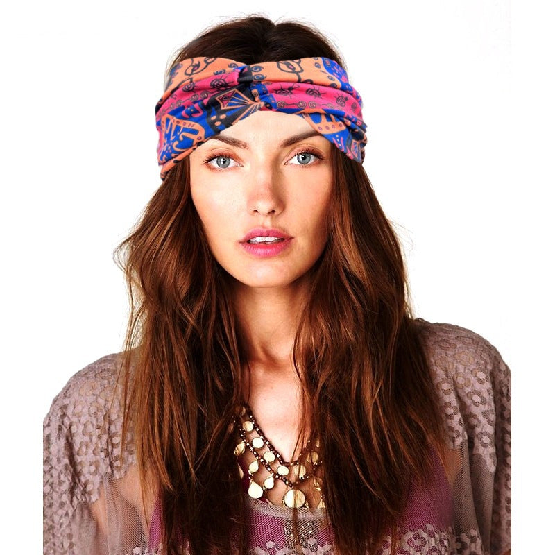 Multicoloured thin twist front stretchy headband