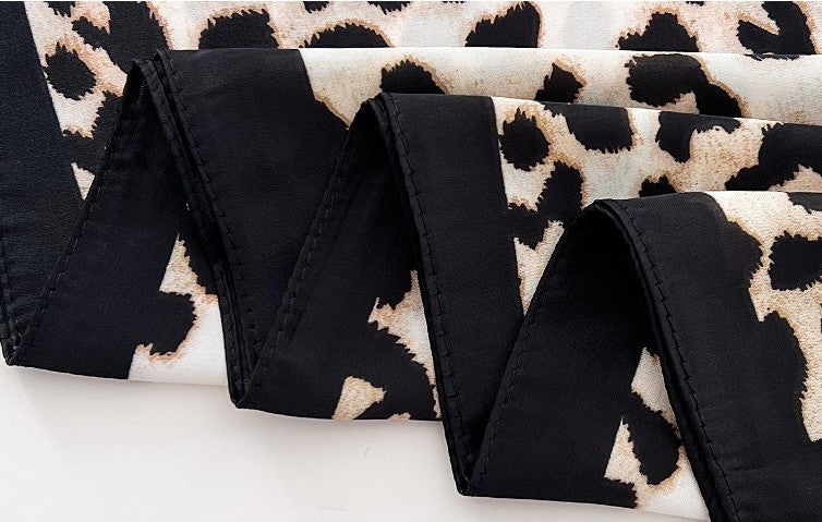 Black beige leopard square scarf