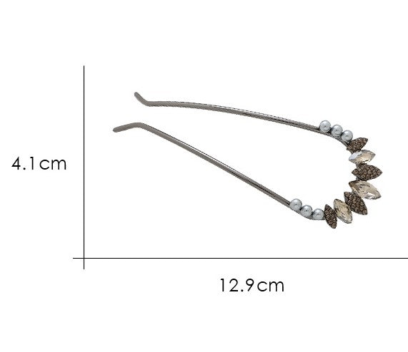 Rhinestones metal black hair fork