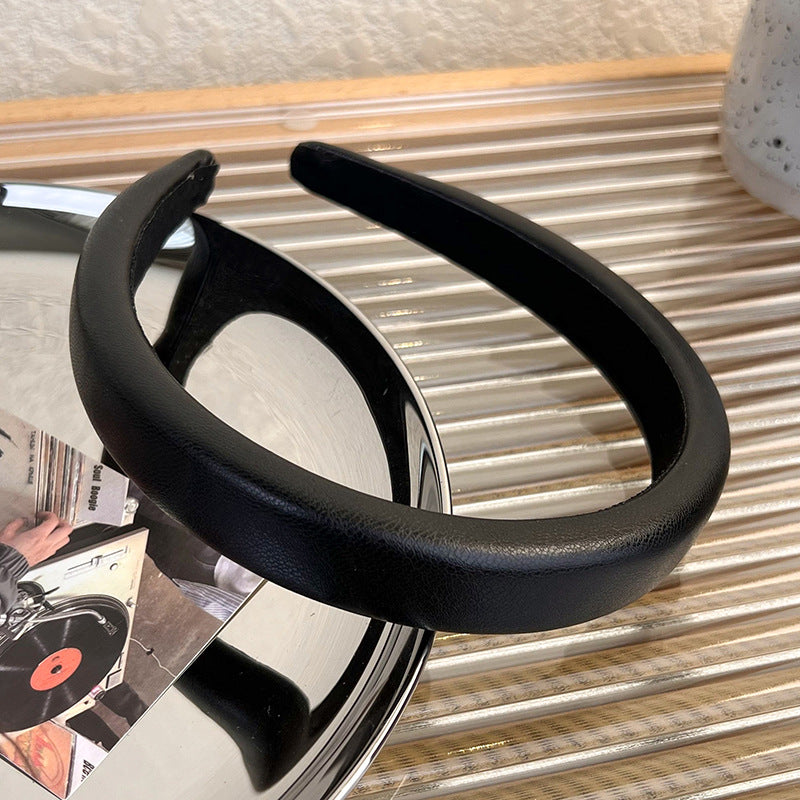 Black Silver matte leather headband