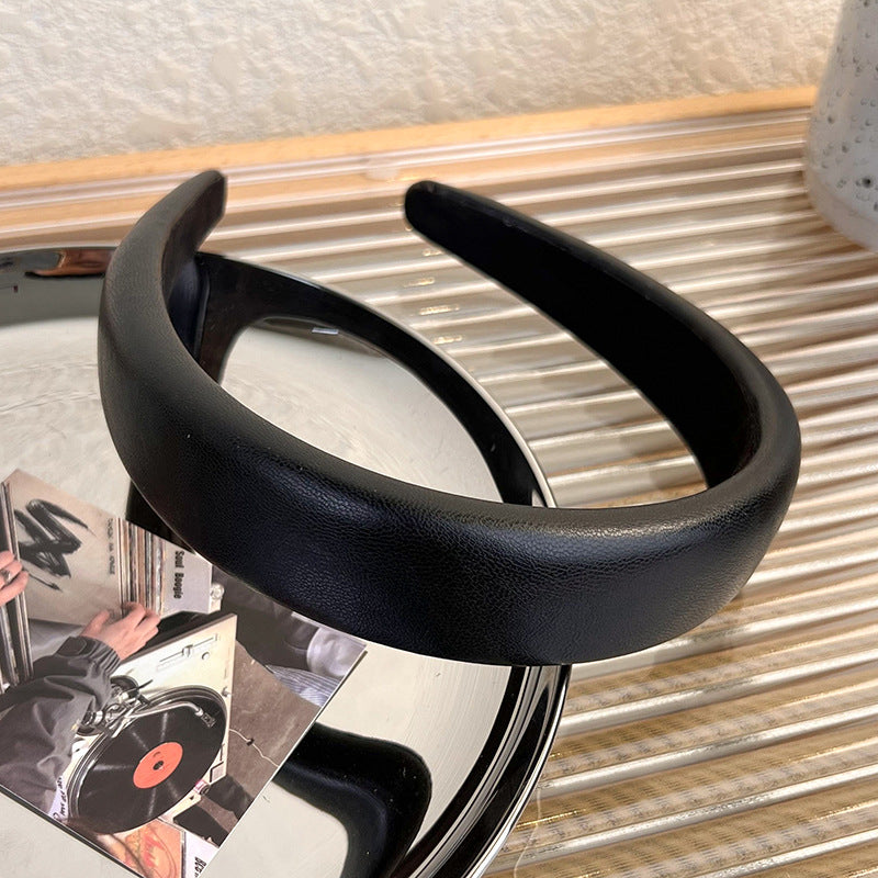 Black Silver matte leather headband
