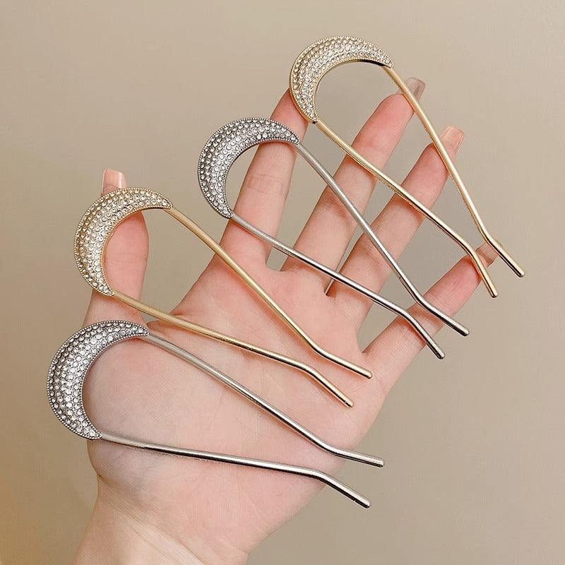 Rhinestones metal hair fork