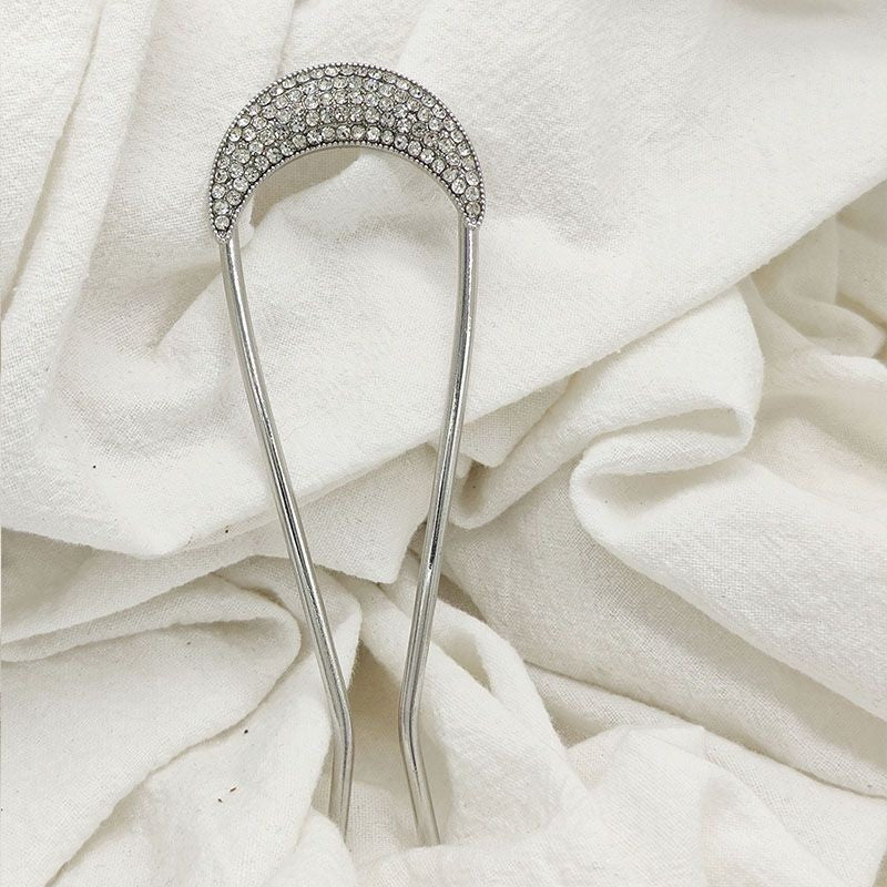 Rhinestones metal hair fork