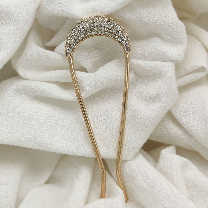 Rhinestones metal hair fork