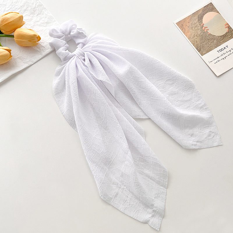 Chiffon plain scrunchies with long tail