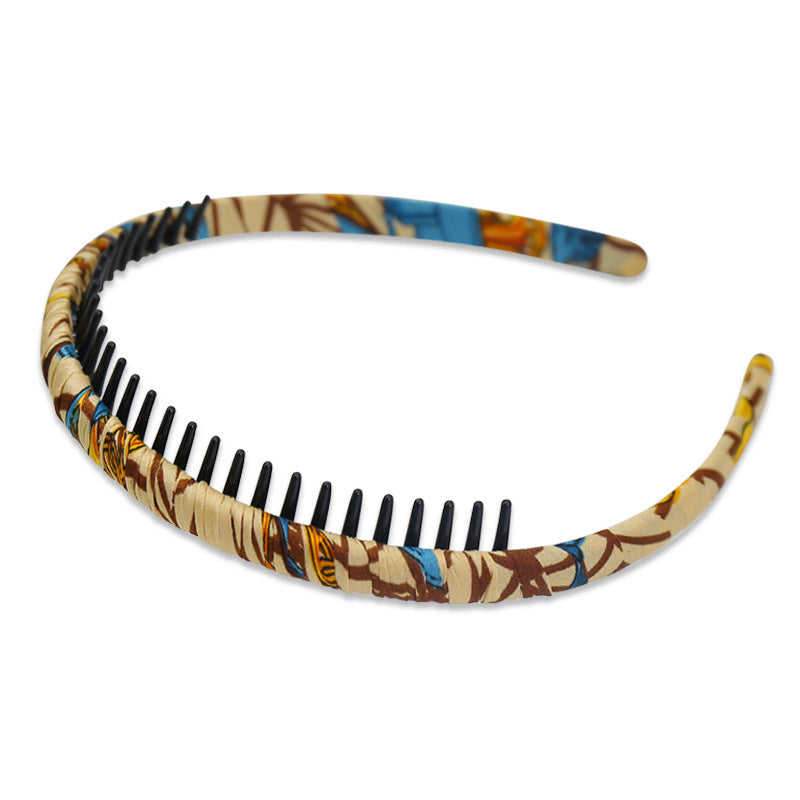 Printed satin ruched headband with teeth