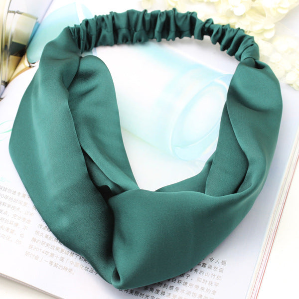 Twist front silky satin elastic headband