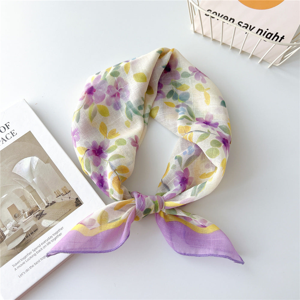 Lilac floral print square scarf