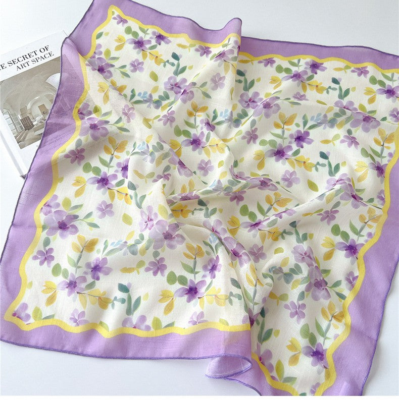 Lilac floral print square scarf