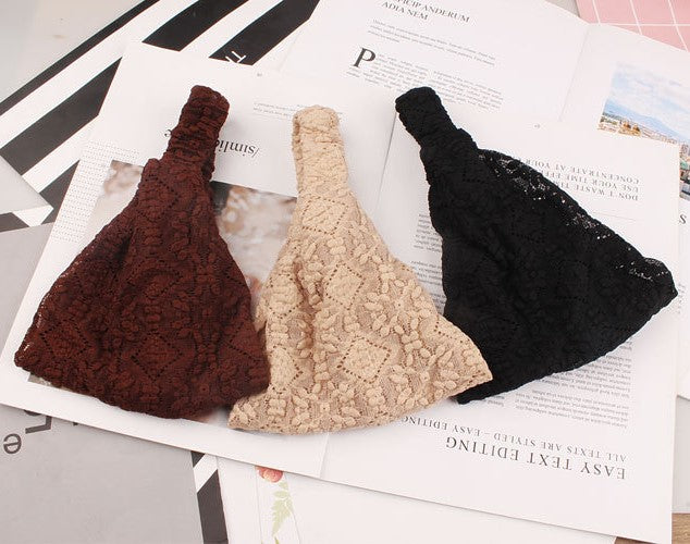 Lace bandanna elastic headband