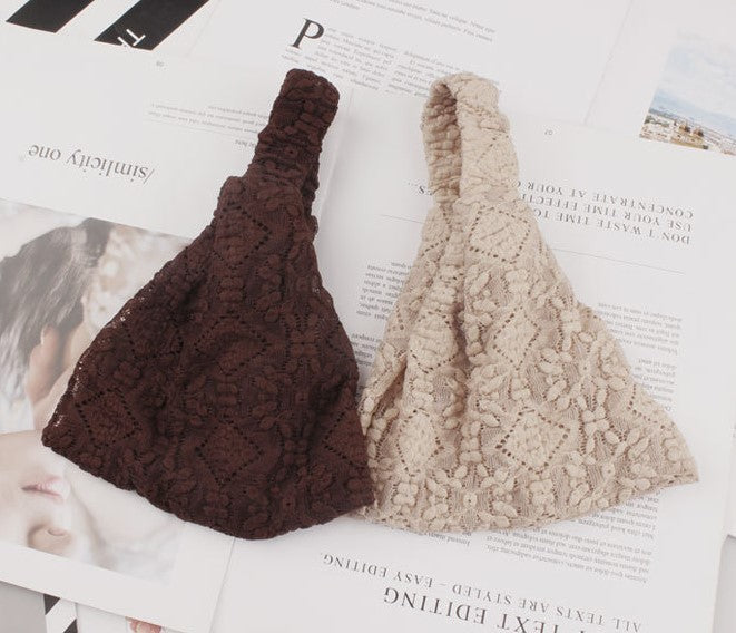 Lace bandanna elastic headband