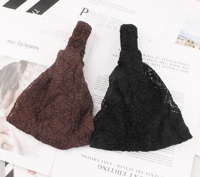 Lace bandanna elastic headband