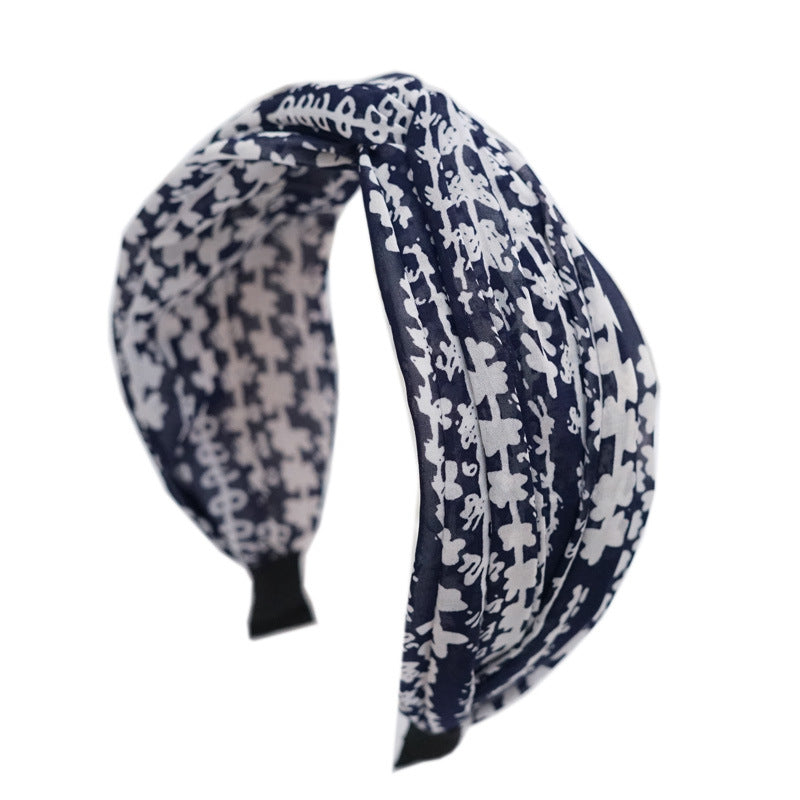 Floral sheer chiffon twist top headband