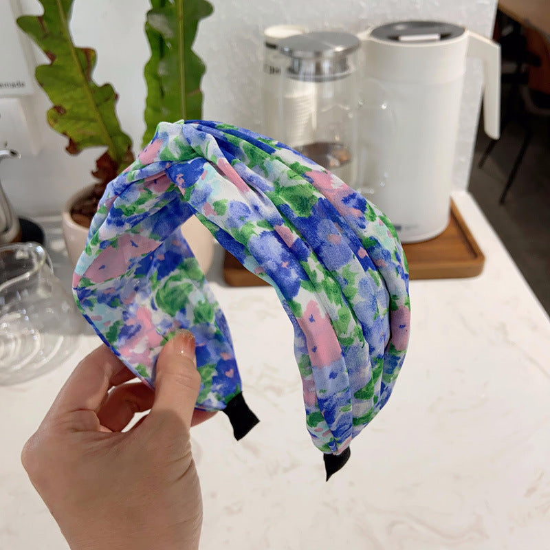Floral sheer chiffon twist top headband