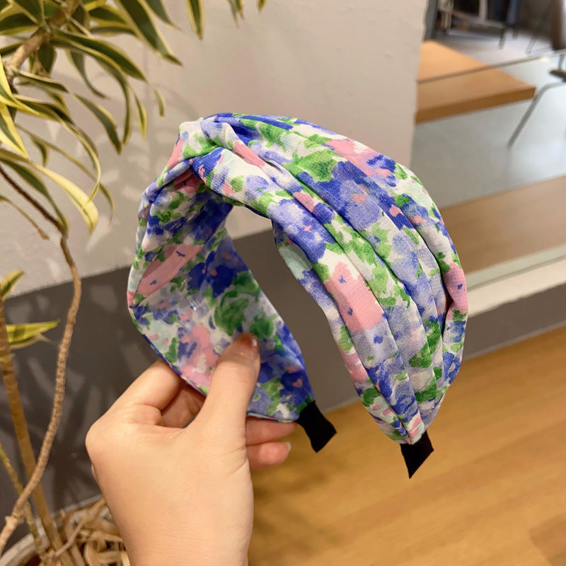 Floral sheer chiffon twist top headband