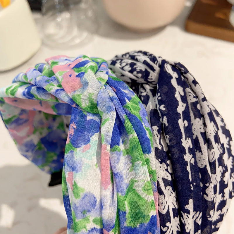 Floral sheer chiffon twist top headband