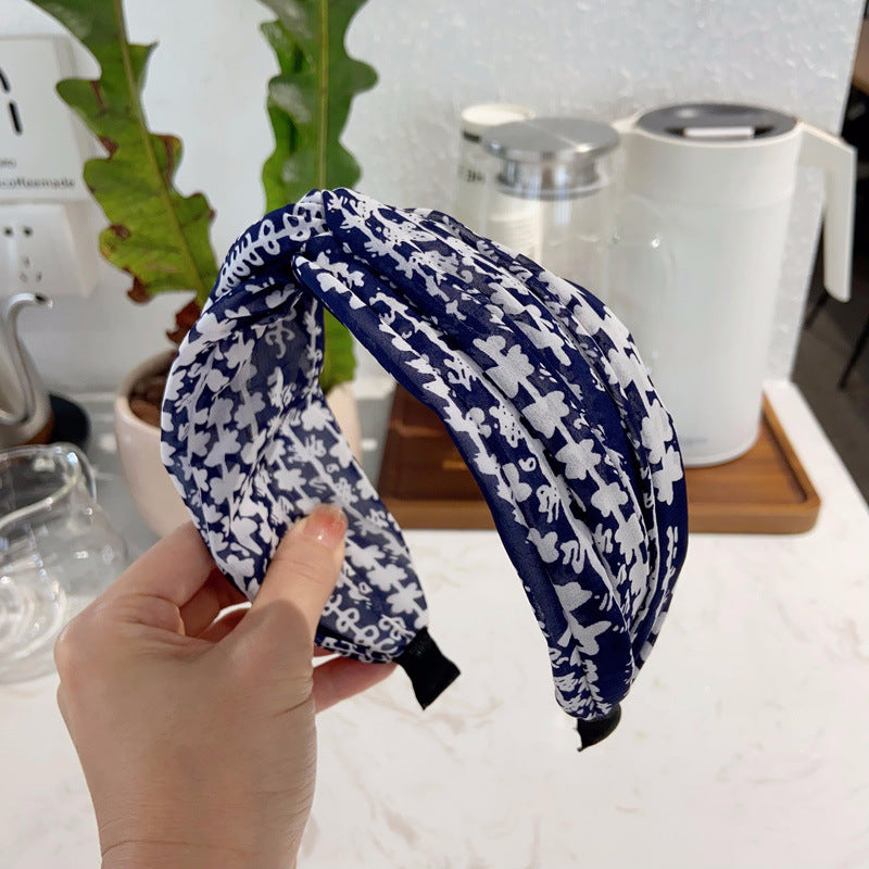 Floral sheer chiffon twist top headband