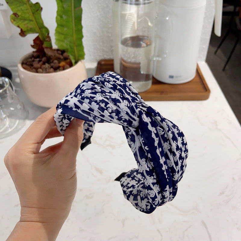 Floral sheer chiffon twist top headband
