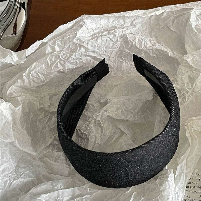 Flat wide denim headband