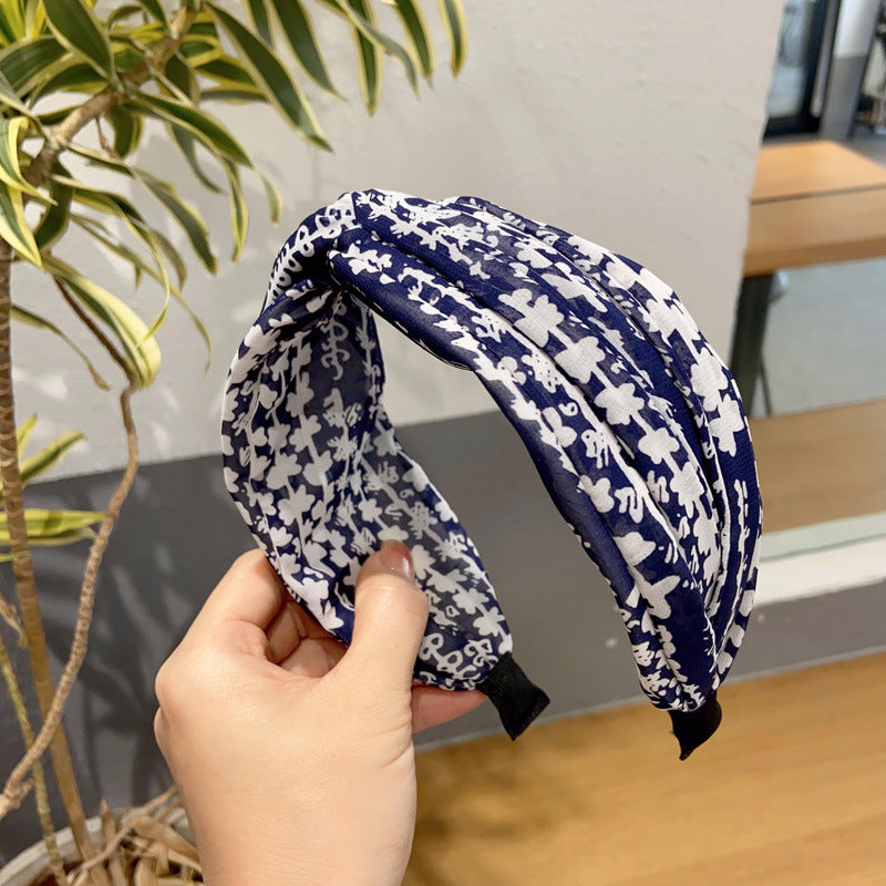 Floral sheer chiffon twist top headband