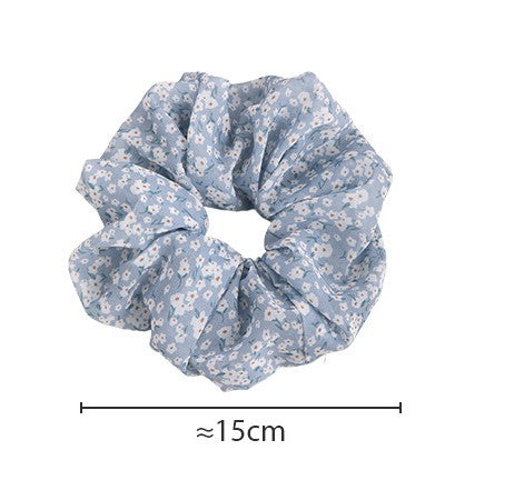 Blue chiffon floral scrunchies