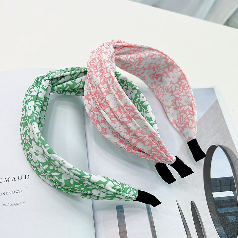 Country flowers print twist top headband