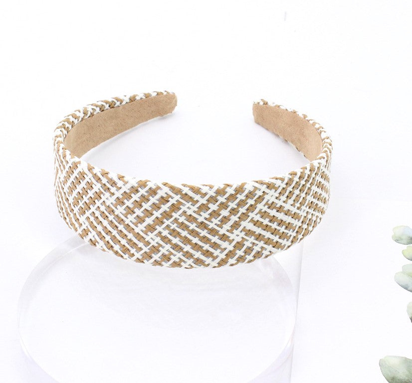 Raffia straw flat rattan headband