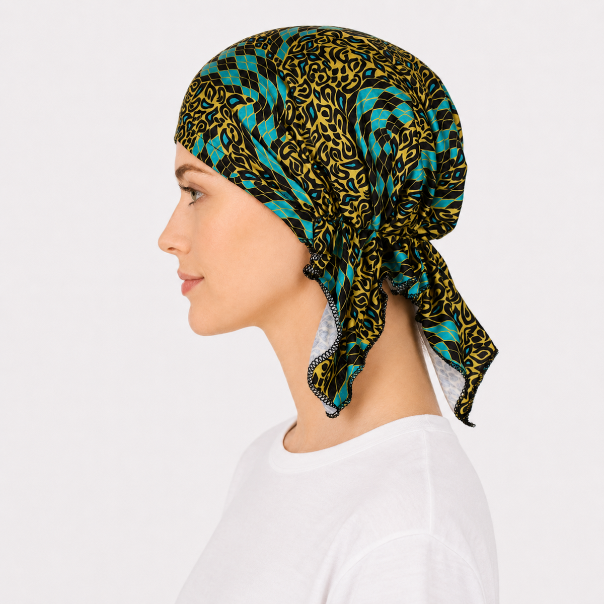 Printed hair cap with tail