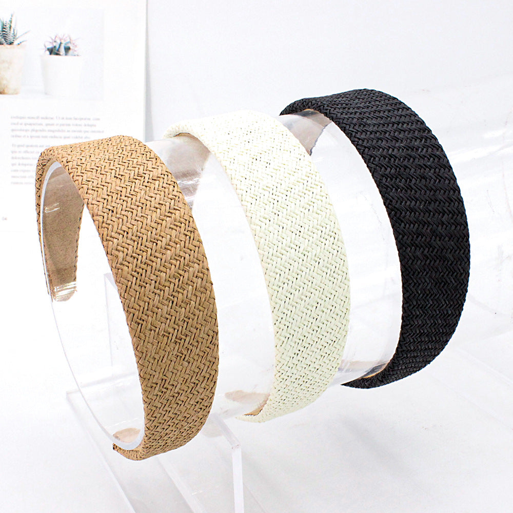 Raffia straw flat rattan headband