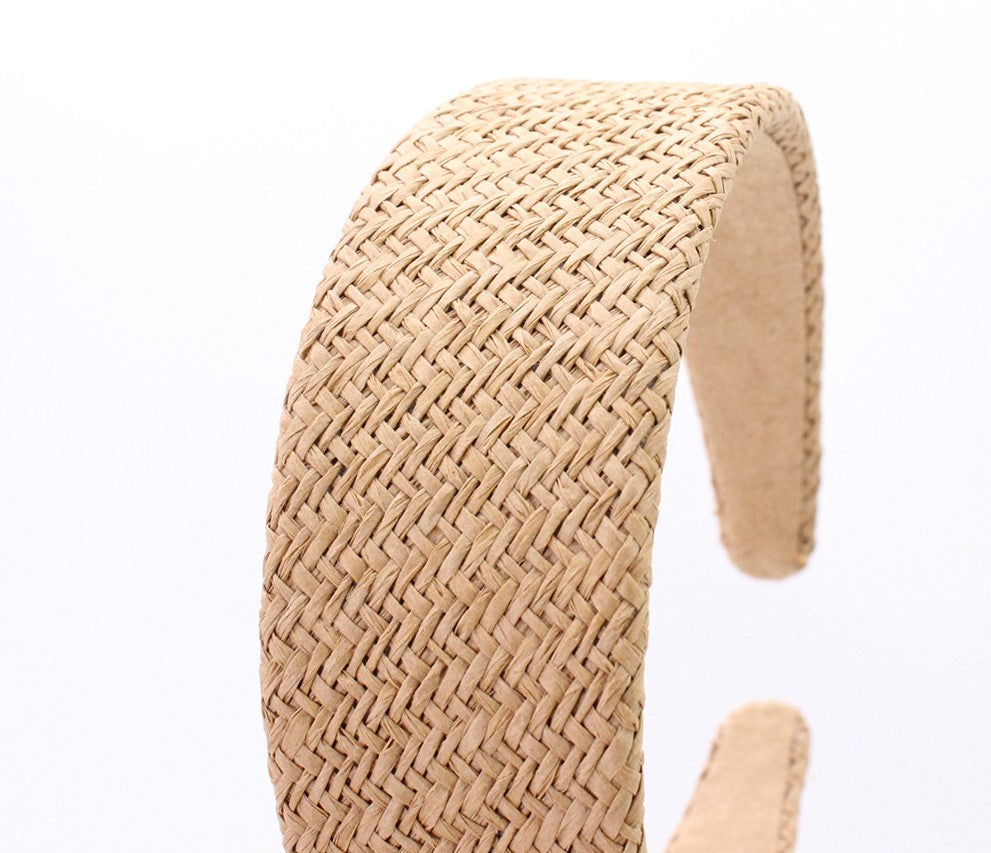 Raffia straw flat rattan headband