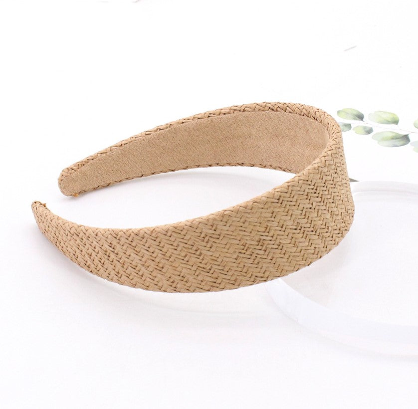 Raffia straw flat rattan headband