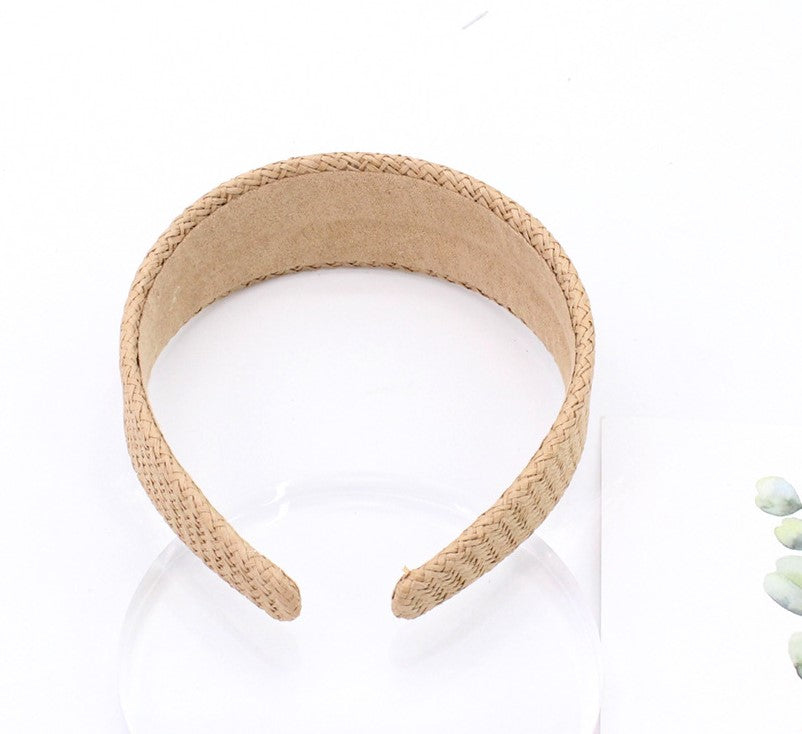 Raffia straw flat rattan headband
