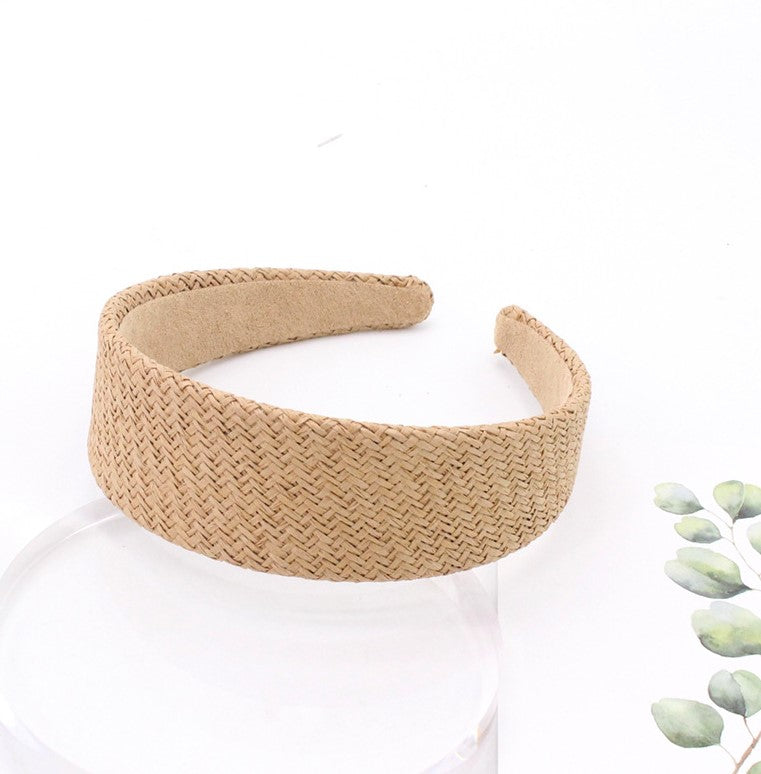 Raffia straw flat rattan headband