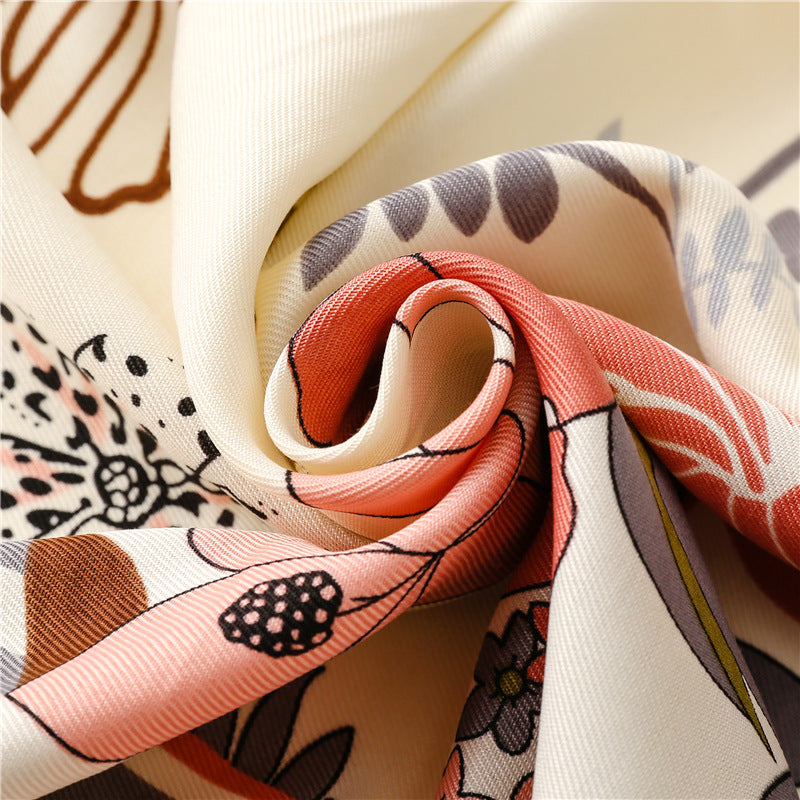 Spring floral prints scarf with tassels