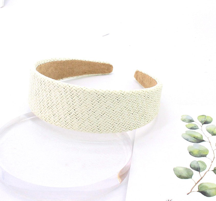 Raffia straw flat rattan headband