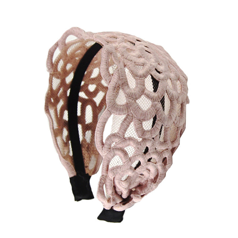 Large black floral lace headband
