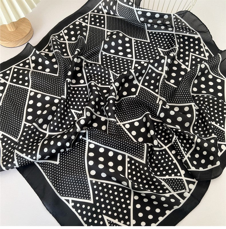 Black polka dots square scarf