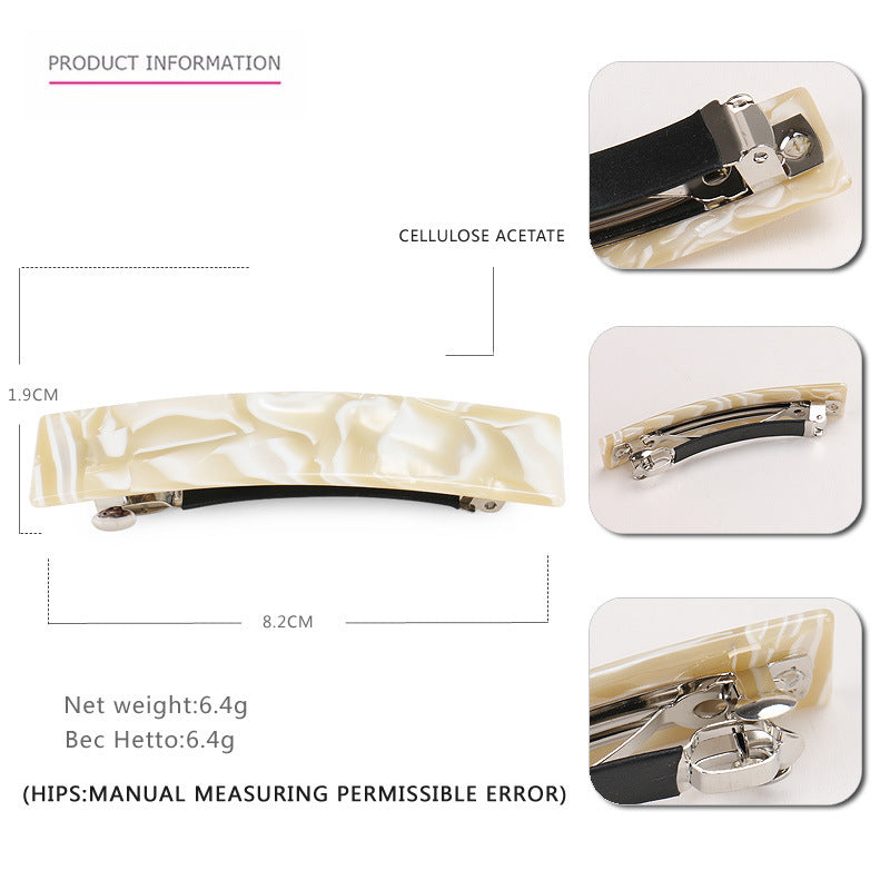 Rectangle resin hair barrette