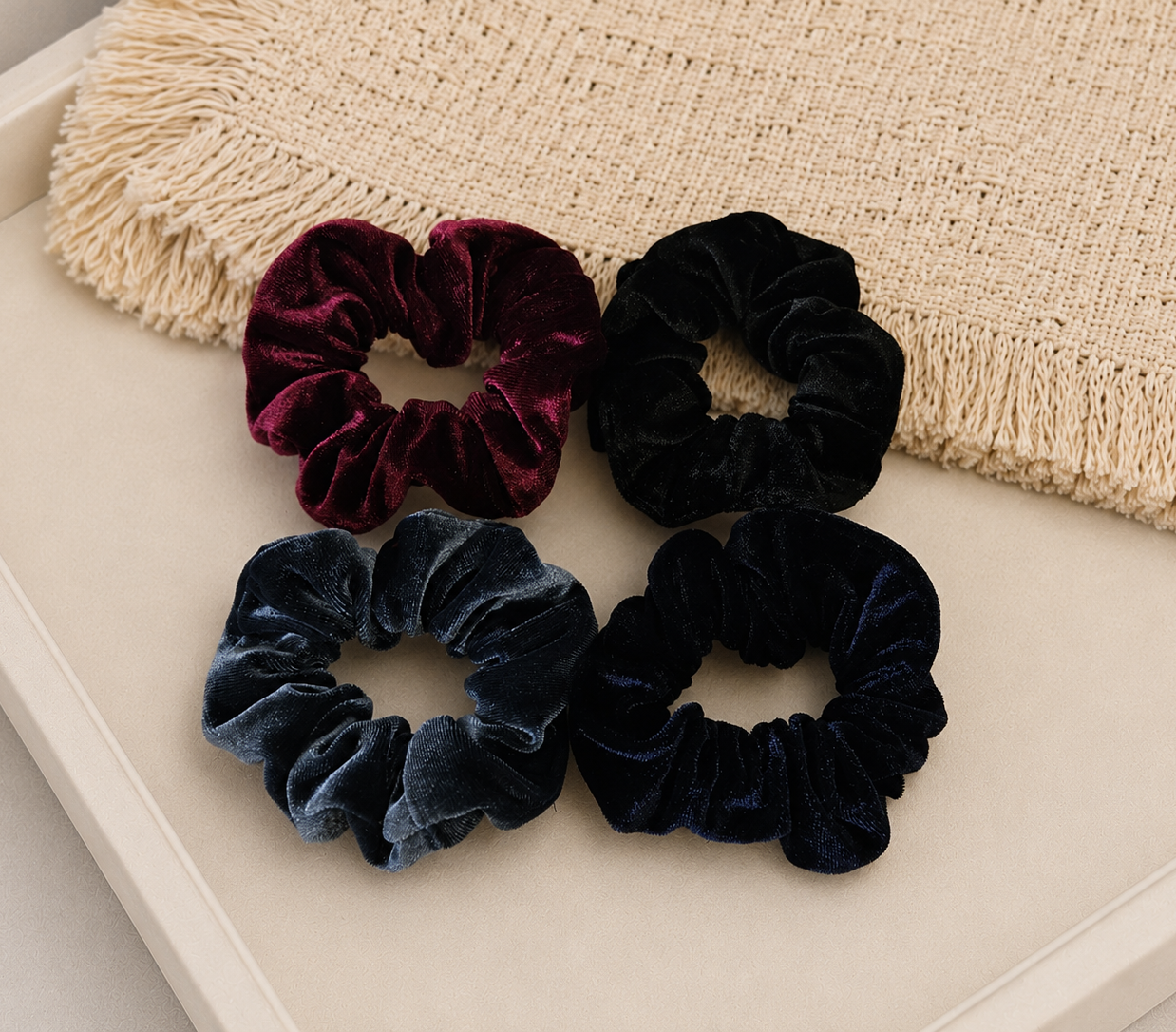4-pack small velvet scrunchies