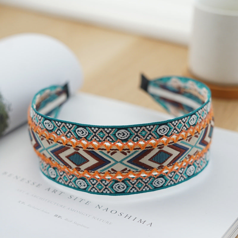 Boho style diamond patterns embroidered headband