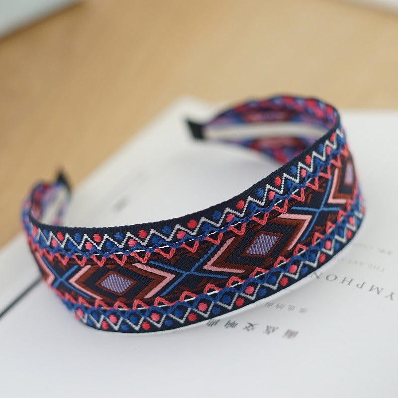 Boho style diamond patterns embroidered headband