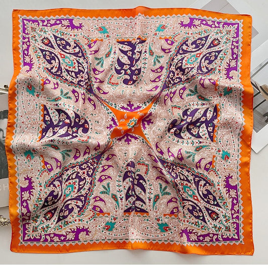 Multicoloured paisley floral square scarf