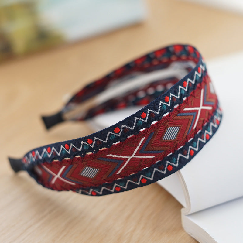 Boho style diamond patterns embroidered headband