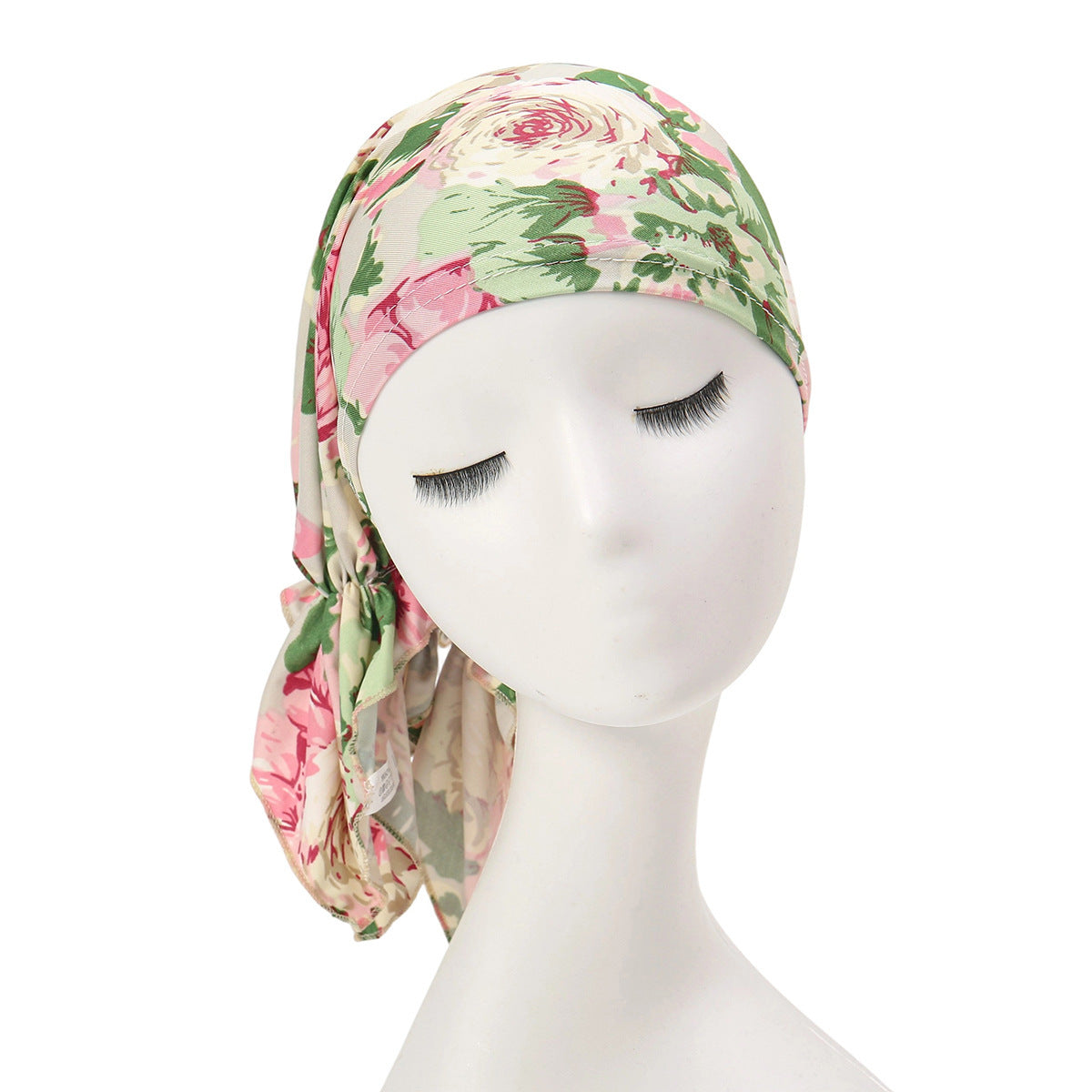 Multicoloured hair cap with tail