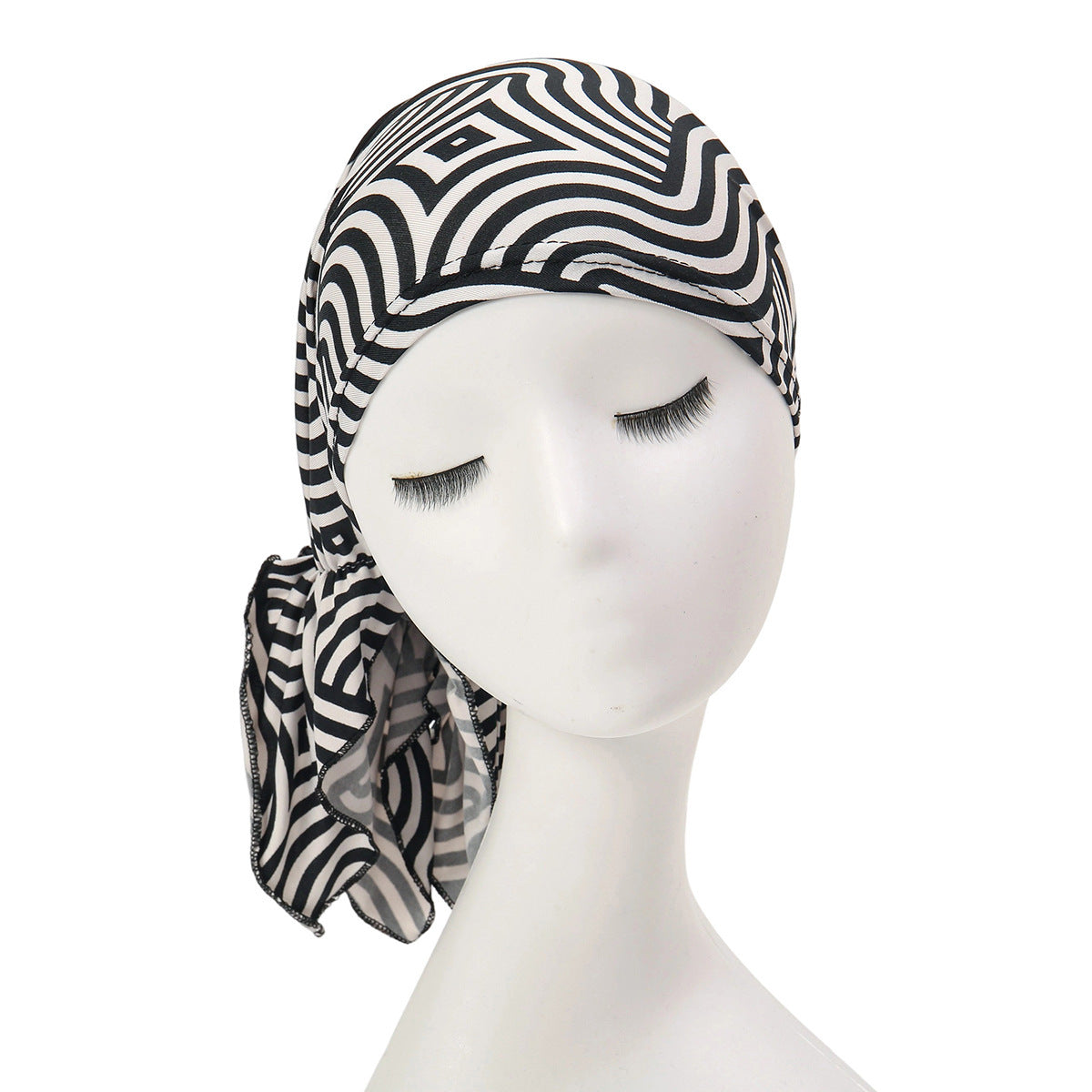 Multicoloured hair cap with tail