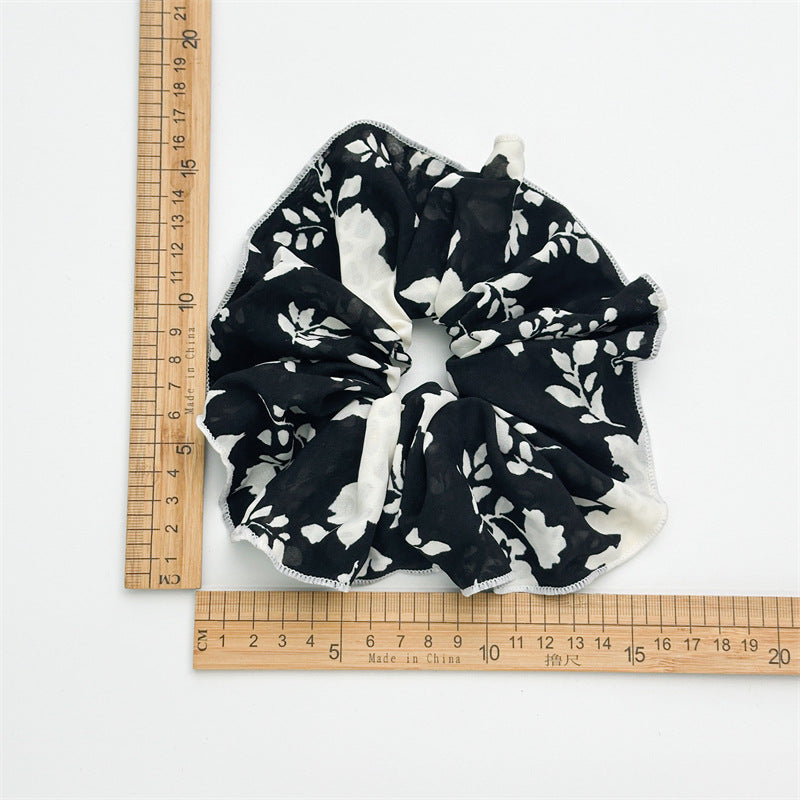 Black white floral large scrunchies